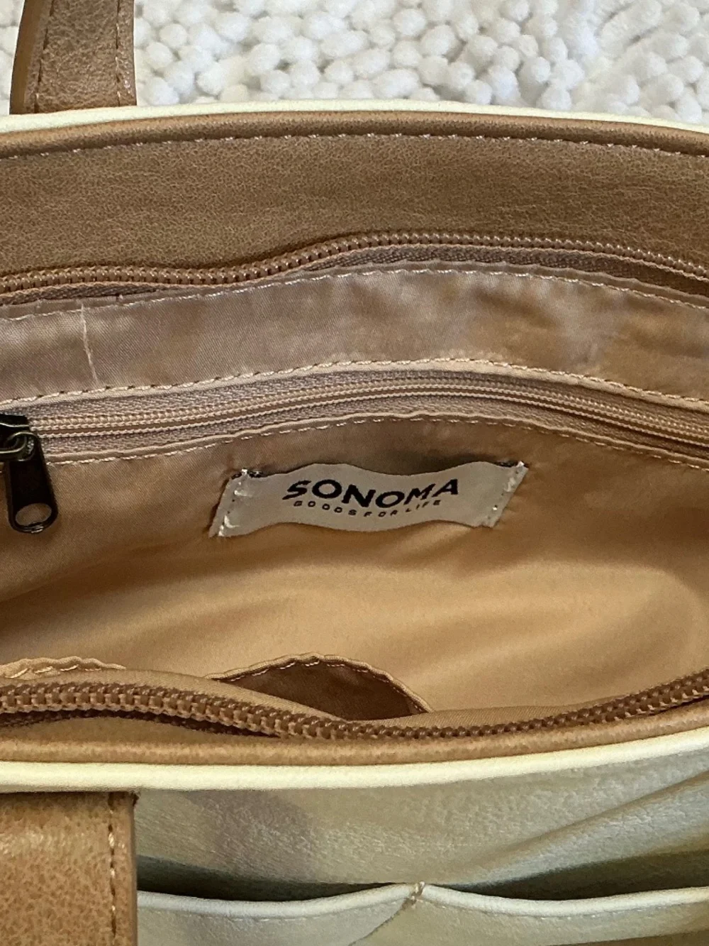 Sonoma Cream and Tan Shoulder Bag NWT